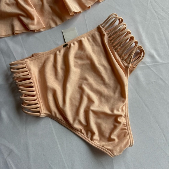 NWT O'Neill Lux Solids Peach High-Waisted Bikini Set - Picture 8 of 11